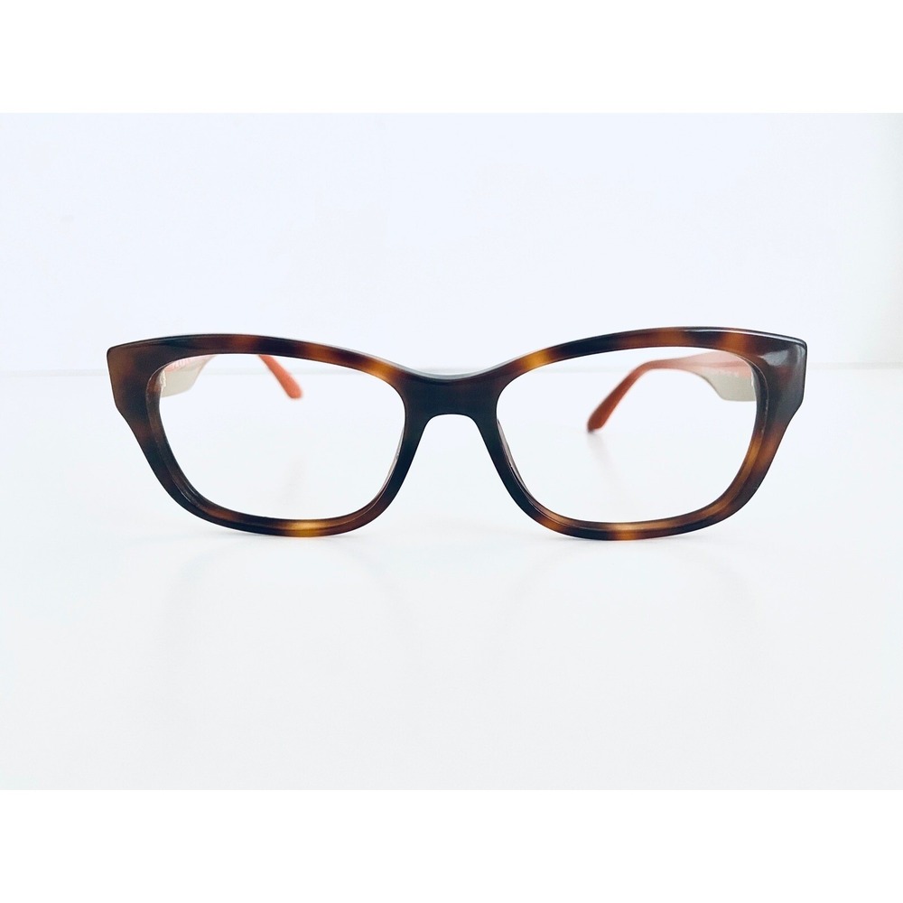 Prada Brown Tortoise Way Farer Square Glasses Orange Temple VPR 24R 52 16 140